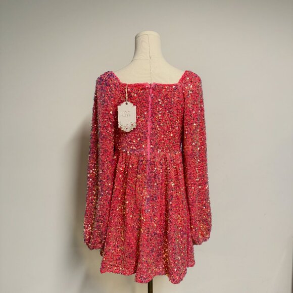 Ivy City Co Pink Sequin Mini Dress - Picture 2 of 2